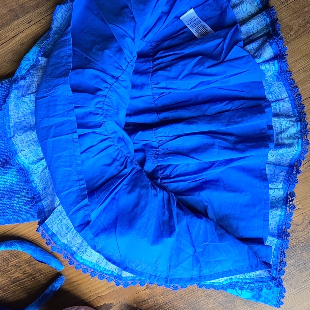 Etta Vee Blue Floral Kids Dress with Matching Headband Open Back Bow Size 6 NWOT - Picture 7 of 10